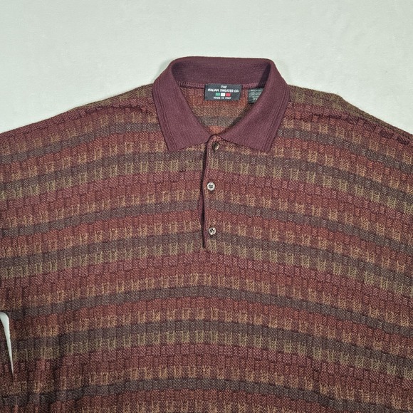 VTG The Italian Sweater Co Polo Men's XXL Geometric Red Wool Blend Pullover - Picture 3 of 8
